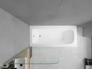 MEXEN/S - Vega obdĺžniková vaňa 150 x 70 cm s panelom + vaňová zástena 75, transparent, chróm 550115070X9007510100