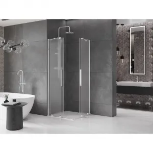 MEXEN/S - Velar Duo sprchovací kút, posuvné dvere 80 x 80, dekor, chróm 871-080-080-32-01