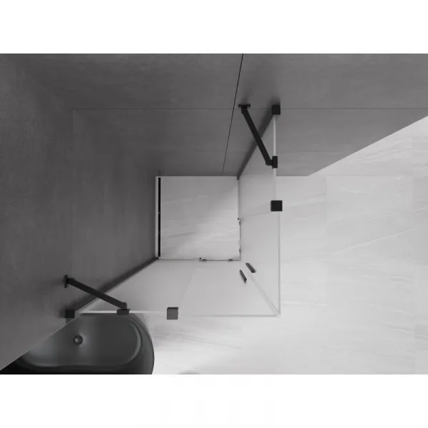 MEXEN/S - Velar Duo sprchovací kút, posuvné dvere 100 x 100, dekor, čierna 871-100-100-32-70
