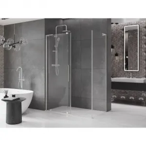 MEXEN/S - Velár sprchovací kút, posuvné dvere 140 x 80, transparent, nikel kefovaná 871-140-080-01-97