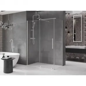 MEXEN/S - Velár sprchovací kút, posuvné dvere 150 x 85, transparent, nikel kefovaná 871-150-085-01-97