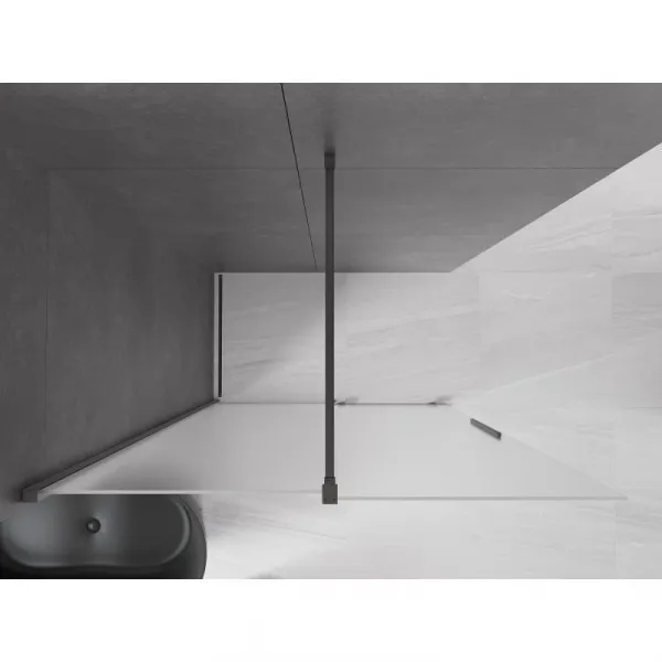 MEXEN/S - Velar Sprchová zástena posuvná Walk-in 150 x 200, dekor 8 mm, grafit metal 871-150-000-33-95