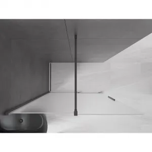 MEXEN/S - Velar Sprchová zástena posuvná Walk-in 150 x 200, dekor 8 mm, grafit metal 871-150-000-33-95