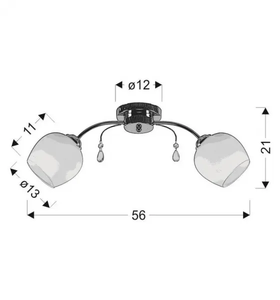 Stropná lampa Zachera 2X40W E27 Biela