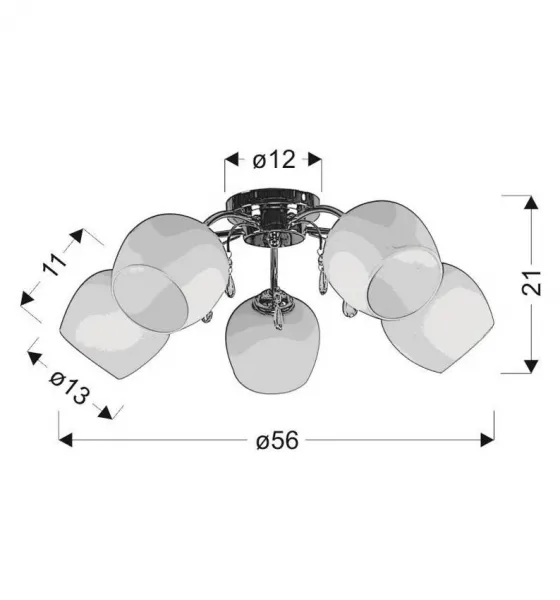 Stropná lampa Zachera 5xE27 biela