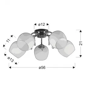 Stropná lampa Zachera 5xE27 biela