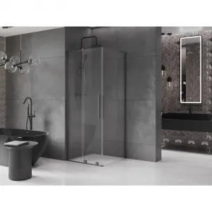 MEXEN/S - Velar L sprchovací kút, posuvné dvere 120 x 120, transparent, grafit metal 871-120-120-03-95