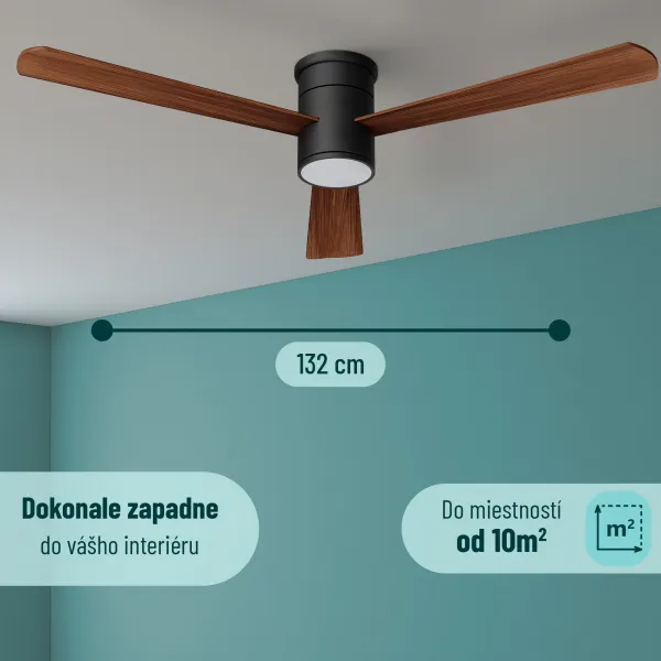 Noaton 15132BD Zoya, tmavo hnedá, stropný ventilátor so svetlom