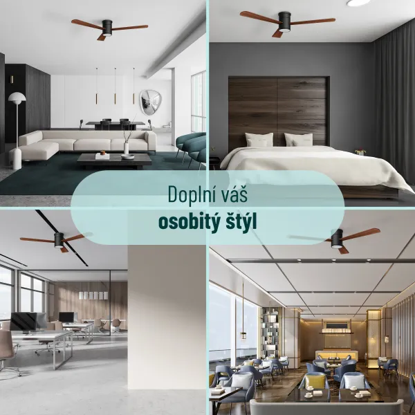 Noaton 15132BD Zoya, tmavo hnedá, stropný ventilátor so svetlom