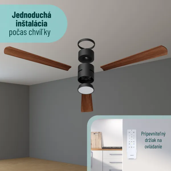 Noaton 15132BD Zoya, tmavo hnedá, stropný ventilátor so svetlom