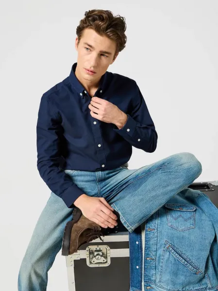 WRANGLER Pánska košeľa  OXFORD SHIRT DARK NAVY 112357241 Veľkosť: S