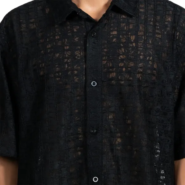 Pleasures Lacy Button Down Shirt "Black" (P24F050-BLACK)