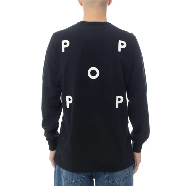 Pop Trading Company Logo Longsleeve "Black White" (POP-NOS-005)
