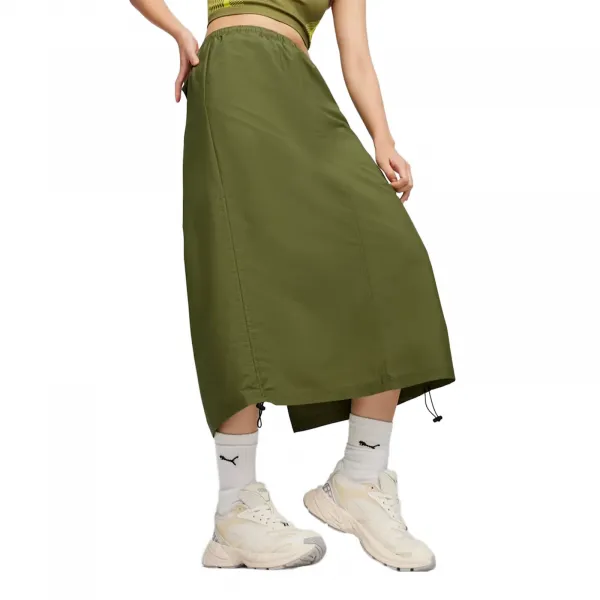 Puma T7 Woven Midi Skirt W "Green Terrain" (63343875)