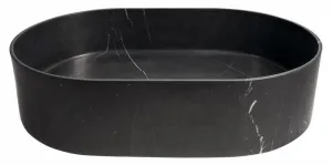 SAPHO SAPHO - BLOK kamenné umyvadlo na desku, 55x37cm, černá mat Marquin 2401-51