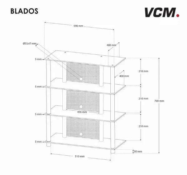 VCM Hifi stolek Blados, čiré sklo