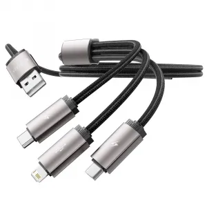 Tech-Protect Ultraboost 3in1 kábel USB - Lightning / USB-C / Micro USB 3.5A 1m, sivý