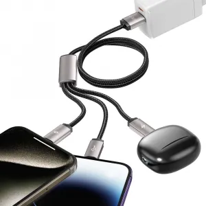 Tech-Protect Ultraboost 3in1 kábel USB - Lightning / USB-C / Micro USB 3.5A 1m, sivý