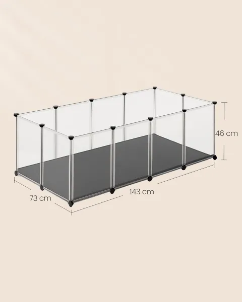 SONGMICS Ohrádka pre drobné zvieratá Molly 143 cm číra