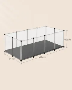 SONGMICS Ohrádka pre drobné zvieratá Molly 143 cm číra