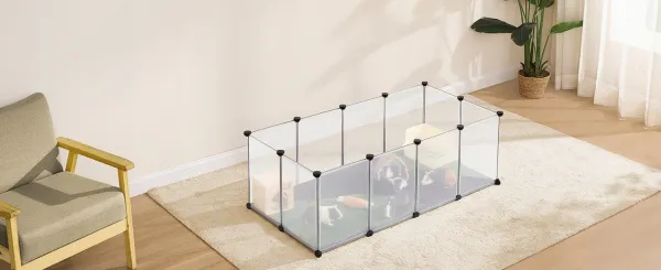 SONGMICS Ohrádka pre drobné zvieratá Molly 143 cm číra