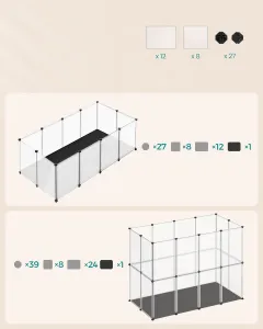 SONGMICS Ohrádka pre drobné zvieratá Molly 143 cm číra