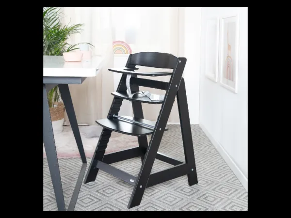 roba Detská drevená vysoká jedálenská stolička Sit Up (čierna/flex)