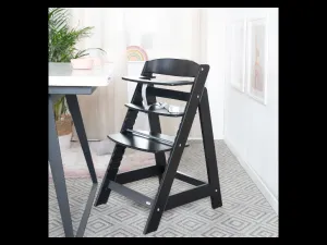 roba Detská drevená vysoká jedálenská stolička Sit Up (čierna/flex)