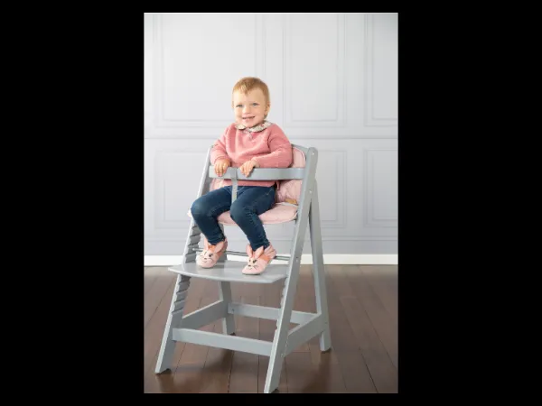 roba Detská drevená vysoká jedálenská stolička Sit Up (sivá)