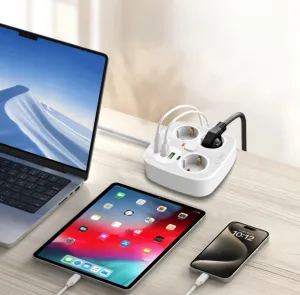 Tech-Protect PCS3X4 Predlžovací kábel 2x USB / 2x USB-C / 3 zásuvky, 2m Biely