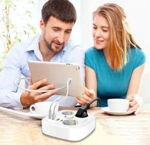 Tech-Protect PCS3X4 Predlžovací kábel 2x USB / 2x USB-C / 3 zásuvky, 2m Biely