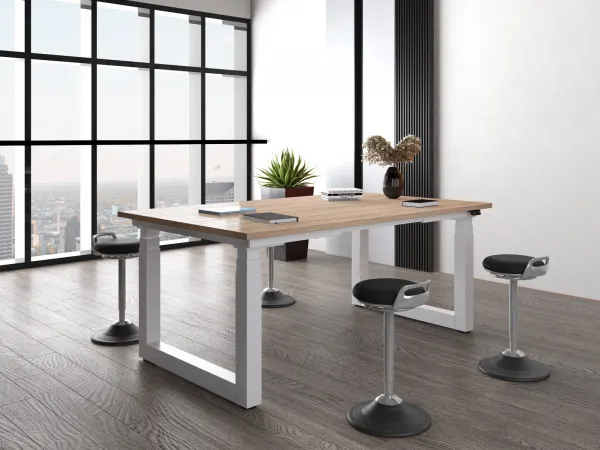 Výškovo nastaviteľný konferenčný stôl Solid, s pracovnou doskou 2100x1100 mm