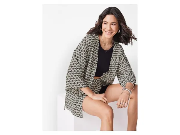 esmara® Dámske kimono (biela/čierna, L (44/46))