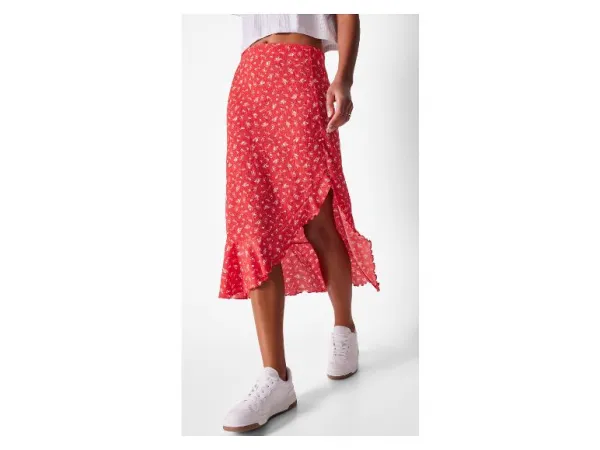 esmara® Dámska midi sukňa (červená, XS (32/34))