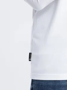 Pohodlné tričko s dlhým rukávom s logom- biele-muži