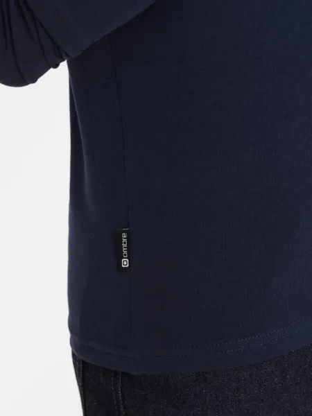 Pohodlné tričko s dlhým rukávom s logom- tmavomodré-muži