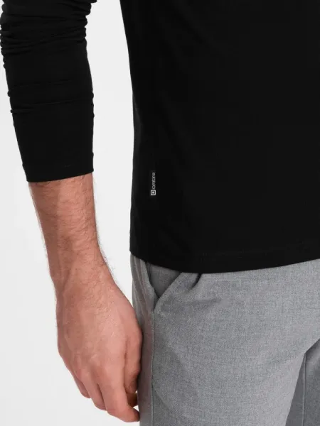 Pohodlné tričko s dlhým rukávom s logom-čierne-muži