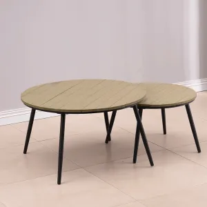 Set dvoch záhradných stolíkov, prírodná/čierna, NADRY