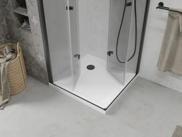 MEXEN/S - Lima Duo sprchovací kút 70x70, transparent, čierna + vanička so sifónom 856-070-070-70-02-4010B