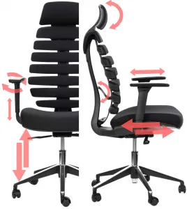 MERCURY 2PACK Ergonomická kancelárska stolička FISH BONES PDH čierny plast, čierna 26-60, 3D podrúčky (2 ks)