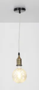 Čierna/patinová kovová závesná lampa E27