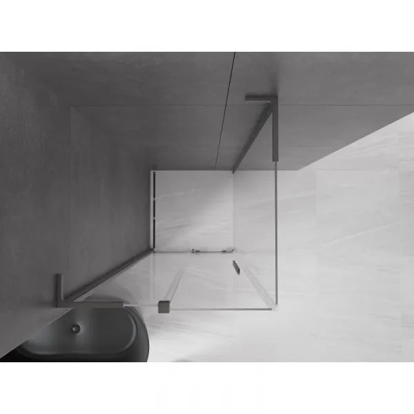 MEXEN/S - Velar L sprchovací kút, posuvné dvere 120 x 120, transparent, grafit kartáčovaná 871-120-120-03-66