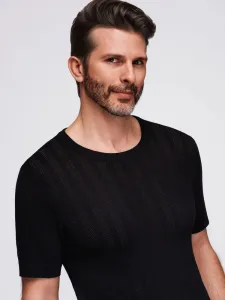 Jedinečný sveter- s krátkym rukávom -pre mužov- čierny