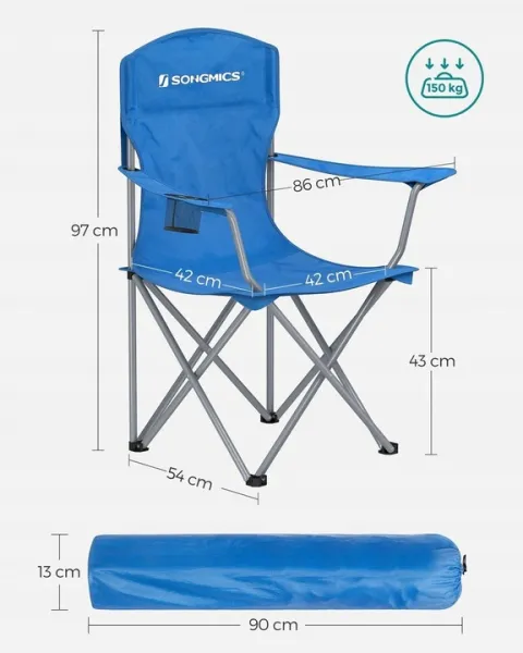 SONGMICS Set 2 ks kempingových stoličiek Glur modrý