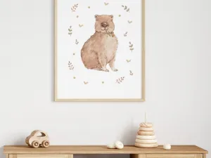 Plagát pre deti CAPYBARA S LÍSTKAMI Zvoľte rozmer: 30 x 40 cm