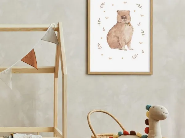 Plagát pre deti CAPYBARA S LÍSTKAMI Zvoľte rozmer: 30 x 40 cm