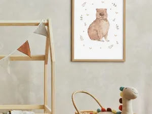 Plagát pre deti CAPYBARA S LÍSTKAMI Zvoľte rozmer: 30 x 40 cm