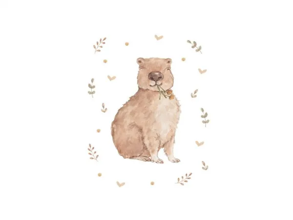 Plagát pre deti CAPYBARA S LÍSTKAMI Zvoľte rozmer: 30 x 40 cm