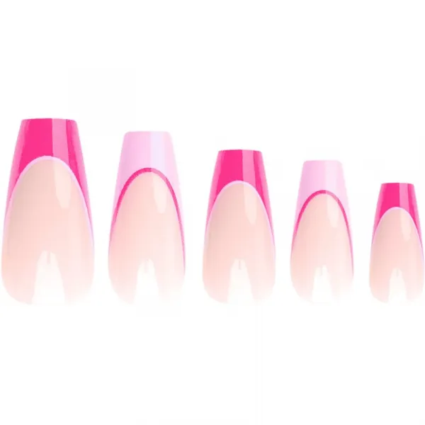 Nail HQ Coffin Pink Contrast French umelé nechty s lepidlom 24 ks