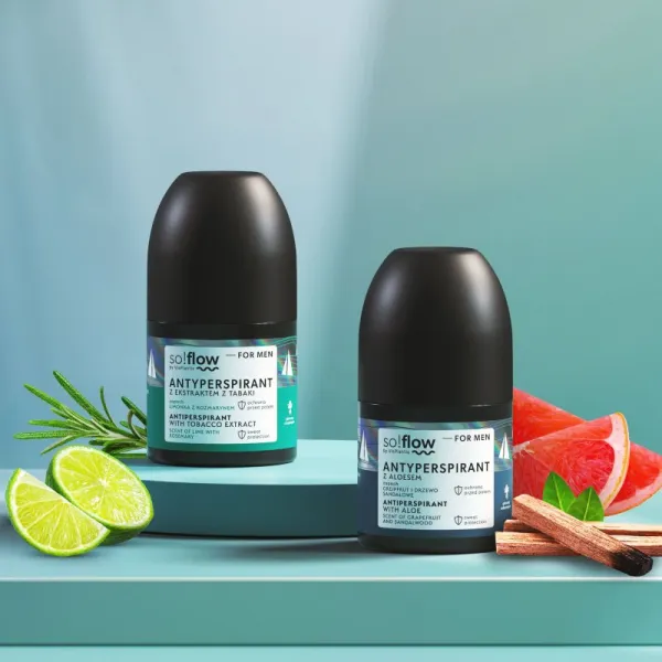 so!flow Men Antiperspirant antiperspirant roll-on pre mužov Tobacco extract scent of Lime with Rosemary 50 ml